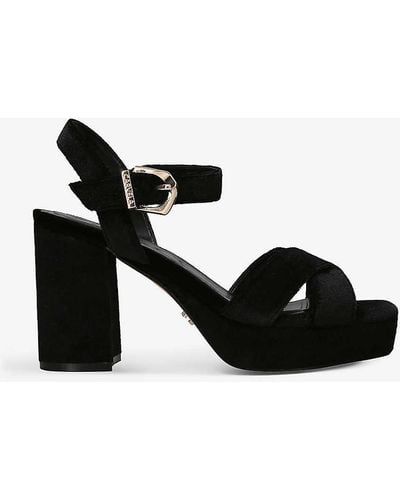 Carvela Kurt Geiger Serafina Cross-strap Velvet Platform Sandals - Black