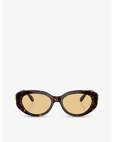 Swarovski Sk6002 Oval-frame Tortoiseshell Acetate Sunglasses - Natural
