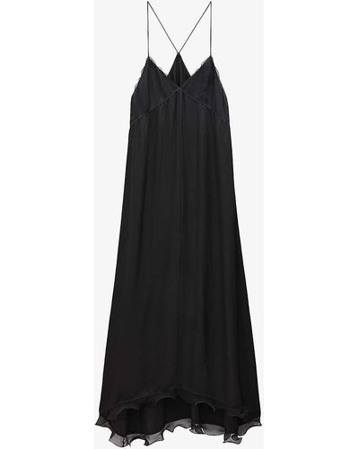 Filippa K Frill-trim Woven Maxi Dress - Black