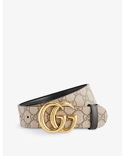 Gucci Double G Reversible Leather Belt - Natural