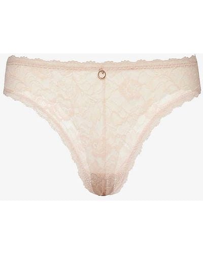 Aubade Rosessence Mid-rise Stretch-lace Tanga Briefs - White