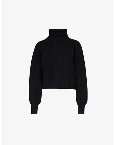 GOOD AMERICAN Mock Turtle-neck Knitted Top X - Black