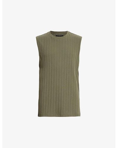 AllSaints Madison Ribbed Organic-cotton Blend Top - Green