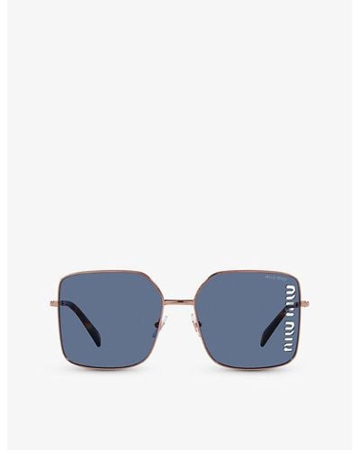 Miu Miu Mu51ys Square-frame Metal Sunglasses - Blue