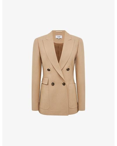 Reiss Larsson Double-breasted Wool-blend Jacket - Natural