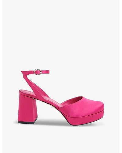 Whistles Estella Platform-sole Heeled Satin Sandals - Pink