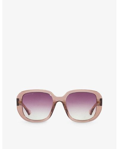 Gucci gg1557sk Rectangle-frame Acetate Sunglasses - Purple