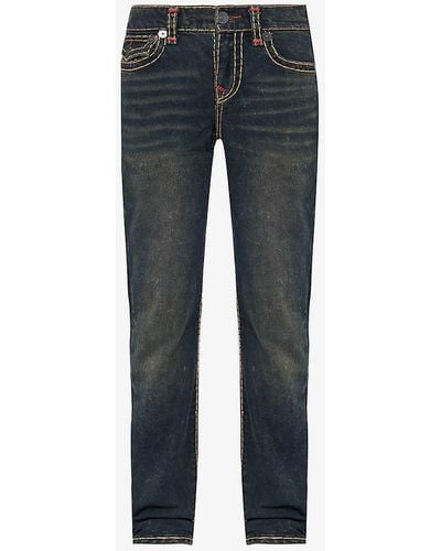 True Religion Ricky Tapered-leg Mid-rise Stretch-denim Jeans - Blue