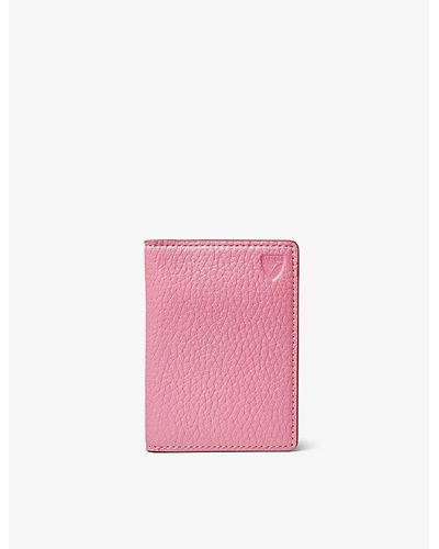 Aspinal of London Double-folded Pebble Leather Credit-card Holder - Pink