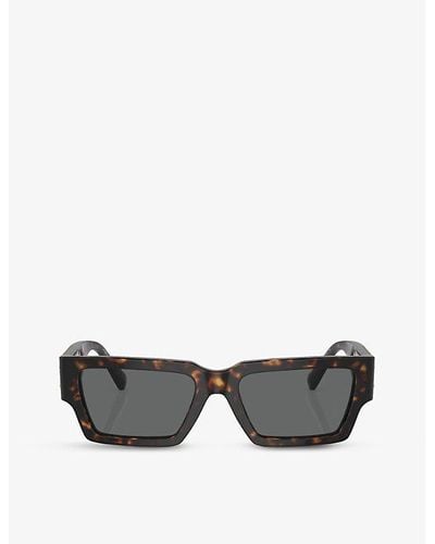 Versace Ve4459 Rectangular-frame Tortoiseshell Acetate Sunglasses - Black