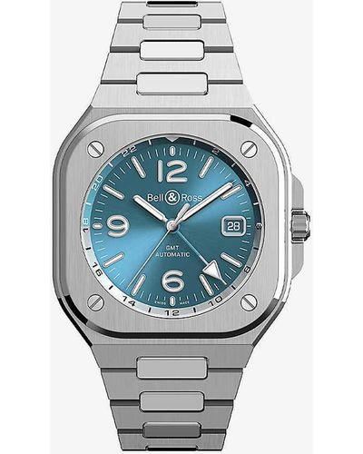 Bell & Ross Br05g-pb-stsst Gmt Sky Stainless-steel Automatic Watch - Blue
