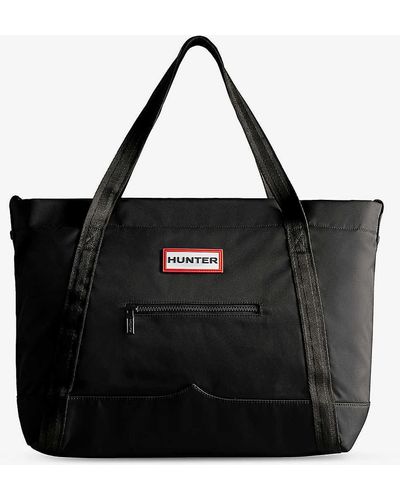 HUNTER Top Clip Branded Woven Tote Bag - Black
