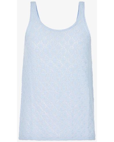 Benetton Scoop-neck Knitted Top - Blue