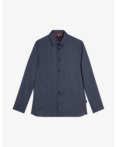 Ted Baker Hutspa Diamond Dot Regular Fit Button-Down Shirt