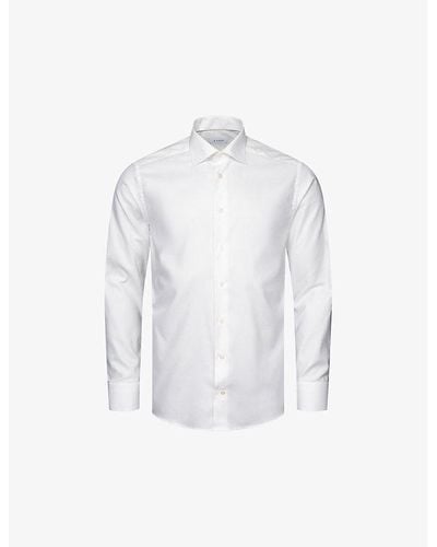 Eton Oxford-weave Slim-fit Stretch Cotton And Lyocell Shirt - White