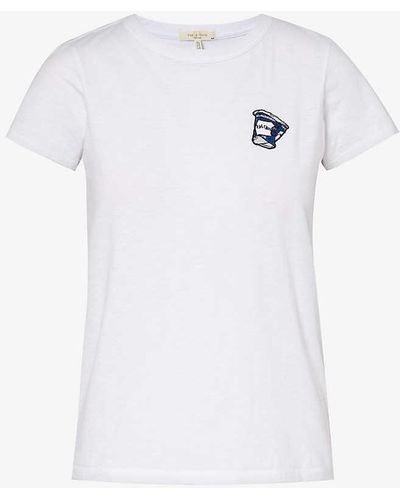 Rag & Bone Coffee-patch Relaxed-fit Organic-cotton T-shirt - White
