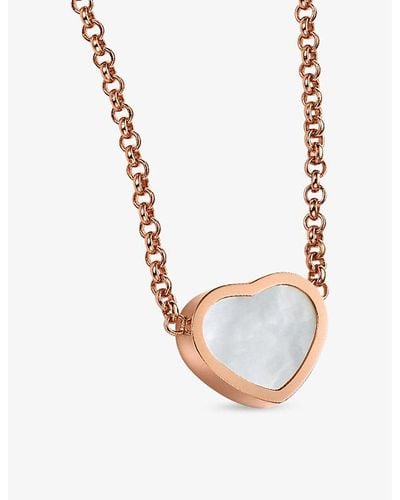 Chopard Happy Hearts 18ct Rose-gold And Mother-of-pearl Pendant Necklace - Metallic