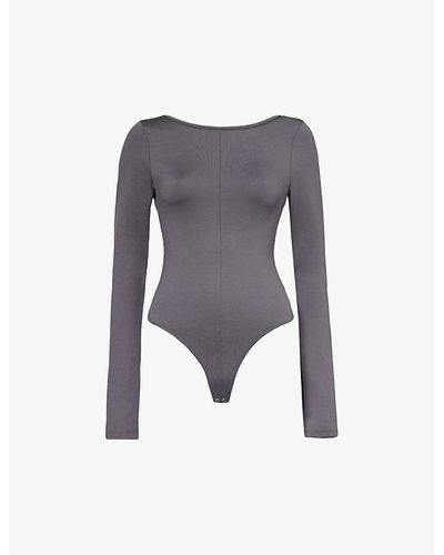 Agolde Paulette Slim-fit Stretch-recycled Polyester Bodysuit - Grey