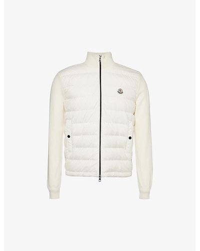 Moncler Tural Funnel-neck Cotton-knit And Shell-down Cardigan - White