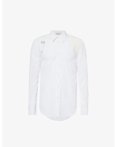 Alexander McQueen Harness Pleated-panel Regular-fit Cotton-poplin Shirt - White