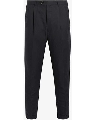AllSaints Tallis Slim-fit Tapered-leg Cotton-blend Trousers - Black