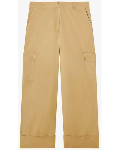 LK Bennett T-stone Riviera Patch-pocket Wide-leg Mid-rise Woven Trousers - Natural