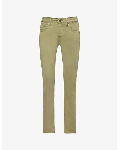 7 For All Mankind Slimmy Tapered Slim-fit Stretch Cotton-blend Pants - Green