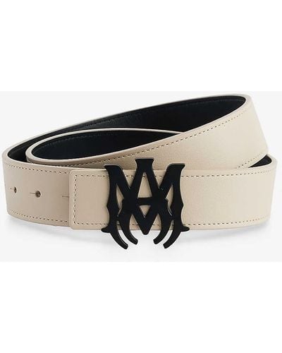 Amiri Monogram-buckle Reversible Leather Belt - Multicolour