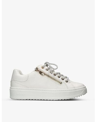 Carvela Kurt Geiger Enchanted Glitter-lace Faux-leather Low-top Trainers - White