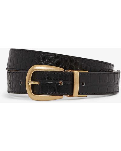 Reiss Madison Reversible Leather Belt - Black