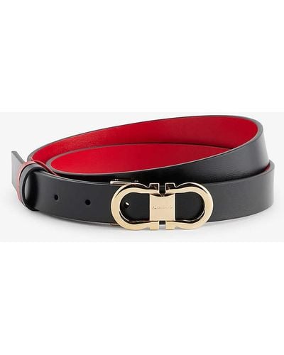 Ferragamo Gancio Logo-buckle Leather Belt - Red