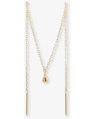 The Alkemistry Double Pearl Chain Threader 18ct Yellow-gold Single Earring - White