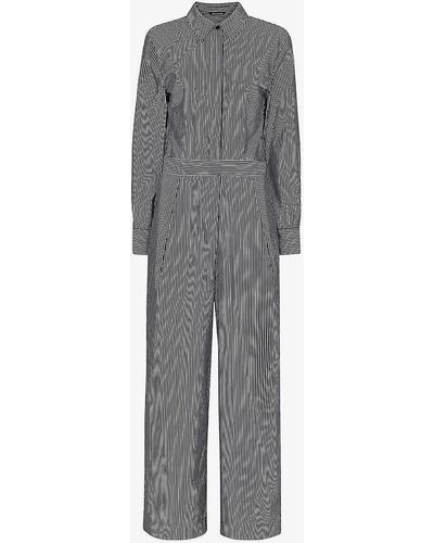 Whistles Julia Stripe-pattern Cotton Jumpsuit - Grey