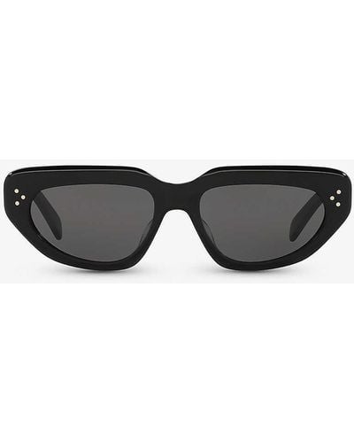 Celine Cl40273u Bold 3 Dots Cat-eye Acetate Sunglasses - Black
