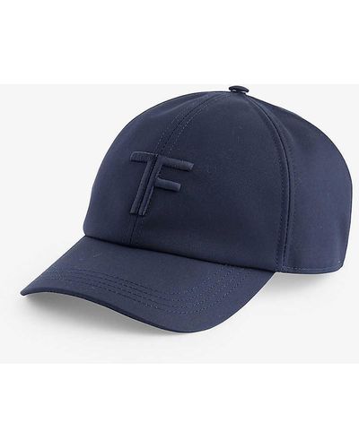 Tom Ford Vy Logo-embroidered Cotton And Leather Baseball Cap - Blue