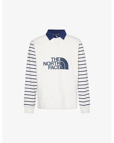 The North Face Brand-print Relaxed-fit Cotton-jersey Rugby Shirt Xx - White