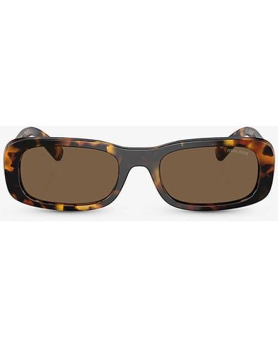 Miu Miu Mu 08zs Rectangle-frame Acetate Sunglasses - Brown