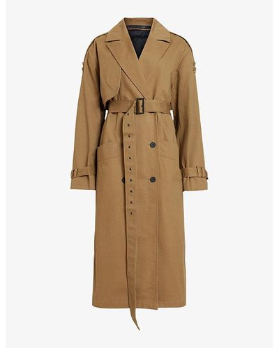 AllSaints Wyatt Belted Organic-cotton Trench Coat - Natural