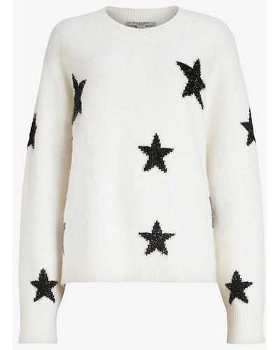 AllSaints Starlet Star-print Knitted Jumper - Natural