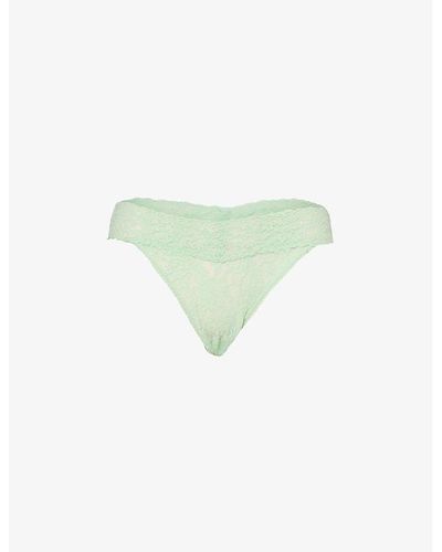 Hanky Panky Signature Floral-print Lace Thong - Green