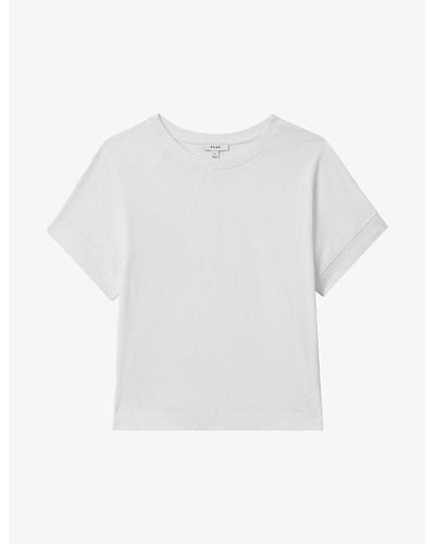 Reiss Lois Cropped Cotton T-shirt - White