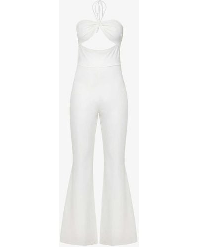 Amy Lynn Halterneck Cut-out Woven Jumpsuit - White
