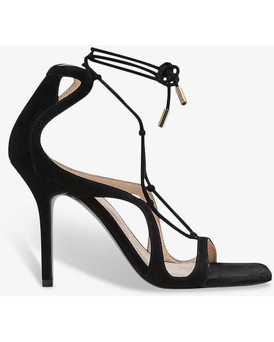 Reiss Kate Cross-strap Leather Heeled Sandals - Black