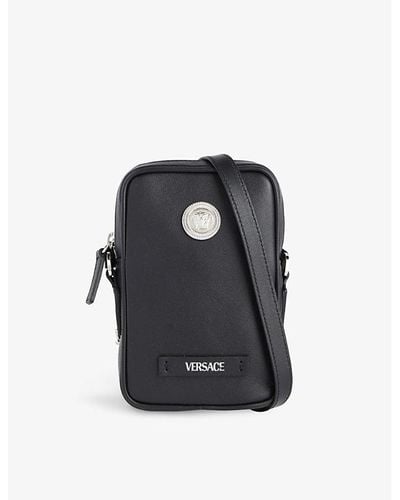 Versace Medusa Leather Phone Pouch - Black