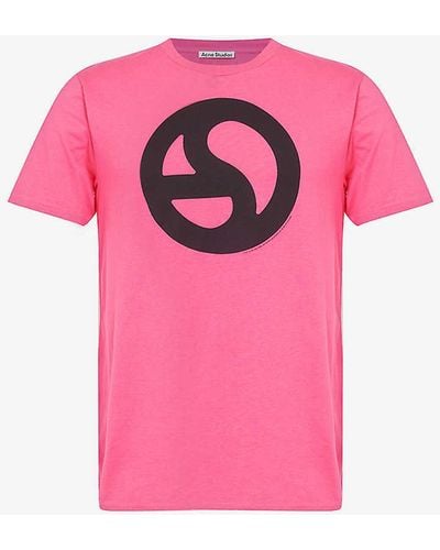 Acne Studios Everest Graphic-print Cotton-blend T-shirt - Pink