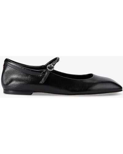 Aeyde Uma Square-toe Leather Court Shoes - Black