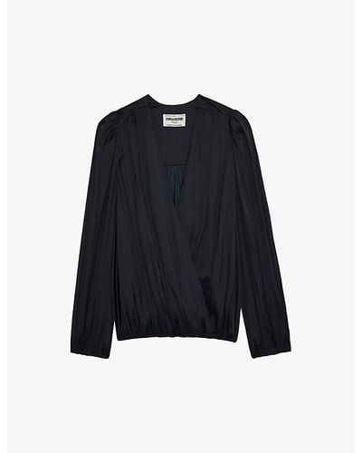 Zadig & Voltaire Tyfon Wrapped Woven Top - Blue