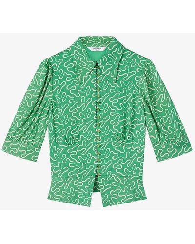 LK Bennett Elise Spot Regular-fit Woven Shirt - Green