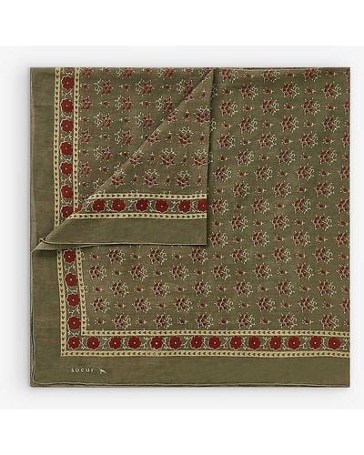 Soeur Floral-pattern Branded Cotton Scarf - Green