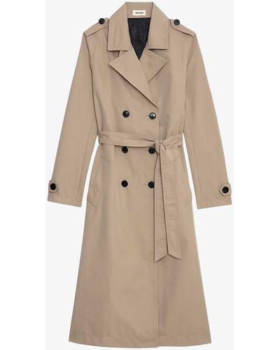 Zadig & Voltaire Mandy Belted-waist Double-breasted Cotton Trench - Natural